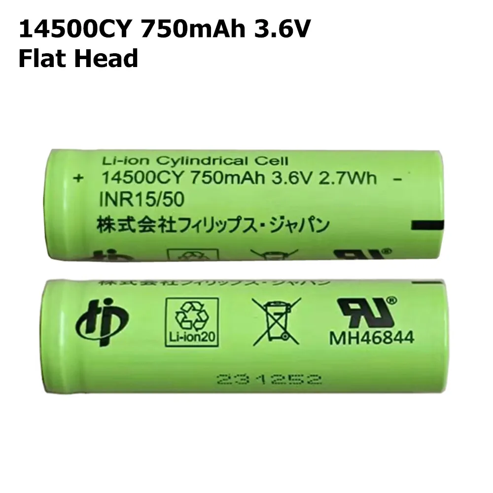 

2 шт. для Panasonic 14500CY, 750 мАч, литиевая батарея с плоской головкой для бритвы Braun Cheetah S5 S6 S7 S51 53B 73S 4200 5762, зубная щетка