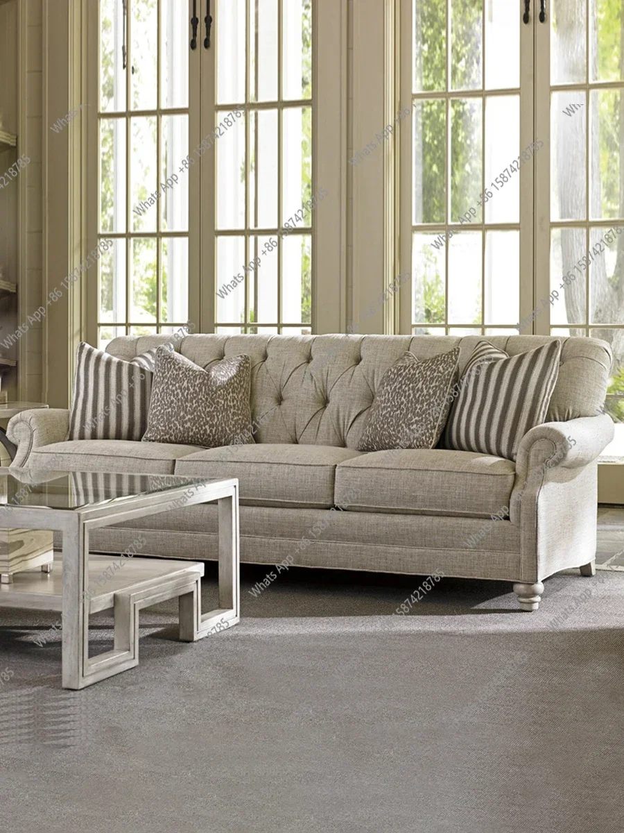 

N49 J Диван из американской ткани, трехместная маленькая квартира, комбинированный набор для гостиной, простая мебель с обивкой во французском стиле ретро