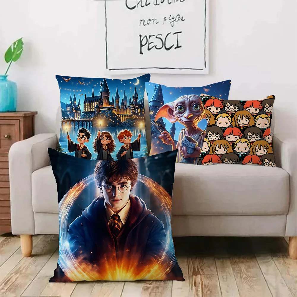 Pillow Covers Cartoon P-Potters Sofa Decorative Home Double-sided Printing Short Plush Cute H-Harrys Cushion Cover