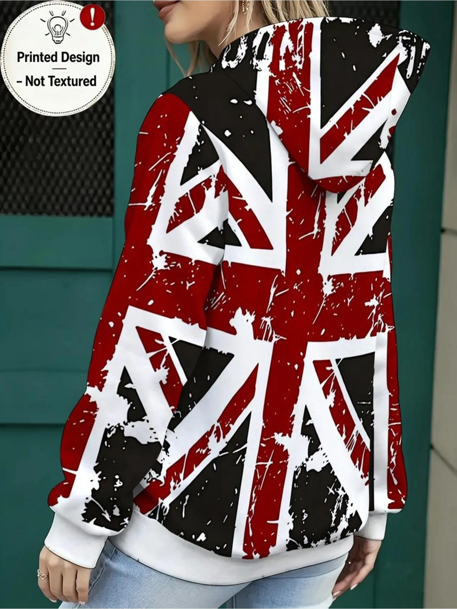 Unisex Oversized Hoodie,Vintage Distressed UK Flag Print Sweatshirt,Streetwear Loose Pullover,Casual Y2K Daily Top for Men Women