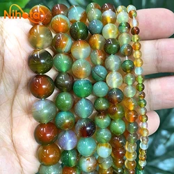 Piedra Natural de ágatas de pavo real, cuentas redondas sueltas de 4/6/8/10/12/14mm, collar de pulsera para mujer Diy para fabricación de joyas, hilo de 15 pulgadas