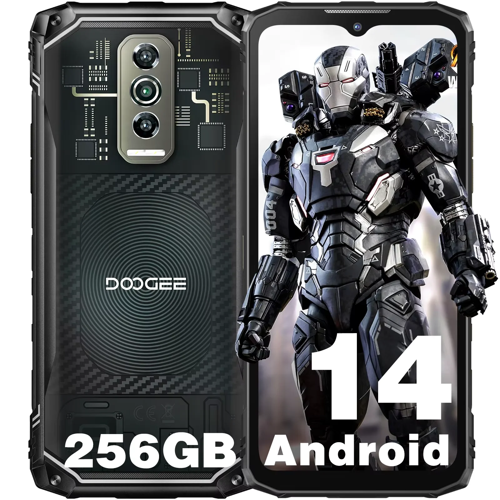 Прочный телефон DOOGEE Blade 10 Ultra, разблокированный, 20 ГБ+256 ГБ, 6.56', камера 50 МП, 5150 мАч, 4G Dual SIM, Android 14, водонепроницаемость IP68/IP69K, NFC