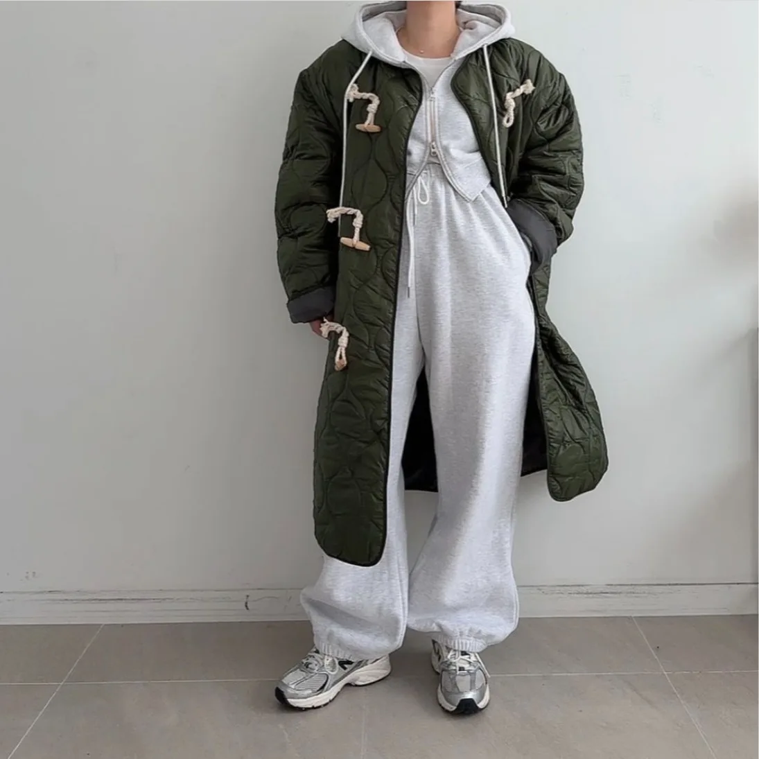 Rétro Long coton Jaet avec boutons de corne coréen Sle femmes printemps automne hiver vêtements d'extérieur décontracté rue Faion