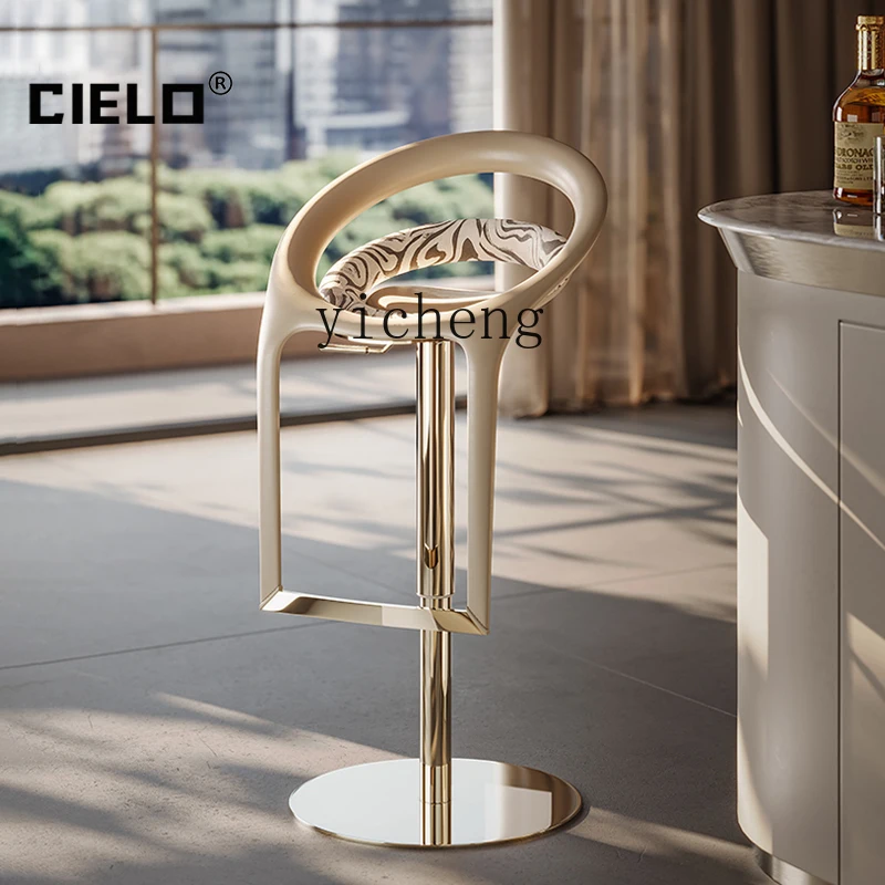 

ZK Lifting Bar Chair Home High-end Villa Bar Stainless Steel Light Luxury Leather High Chair