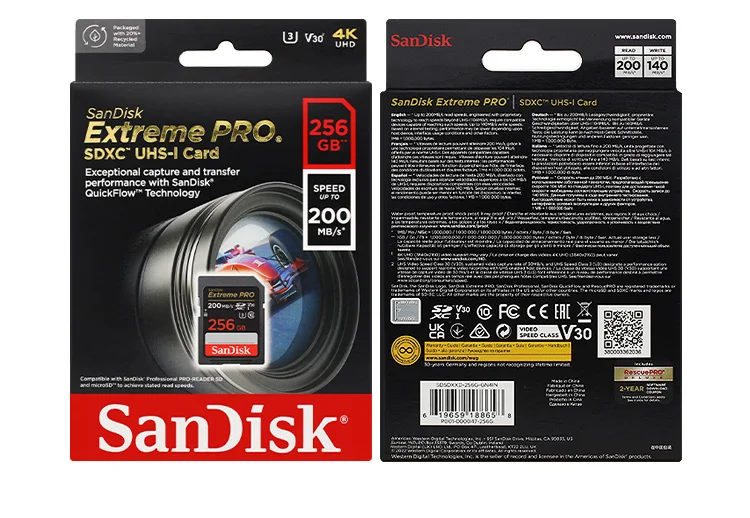 100 % Original Sandisk SD-Karte Extreme Pro Speicherkarte 32 GB 64 GB 128 GB 256 GB V30 High Speed Class 10 U3 SD-Karte für Kamera – Detail 16