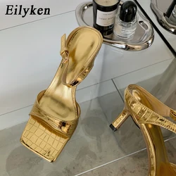 Eilyken Fashion Concise Solid Color Ladies Thin Low Hees Shoes Classic Buckle Decoration Women Summer Hollow Slippers