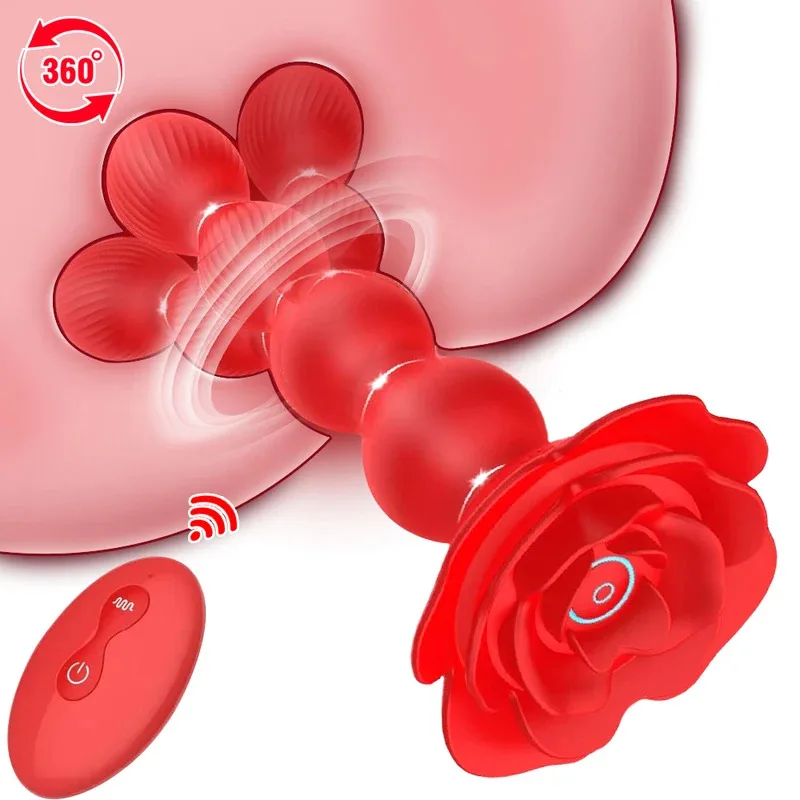 ألعاب جنسية للأزواج خرزة سحب شرجية 360 ° الهزاز الدوار مدلك البروستاتا محفز المهبل روز التحكم عن بعد الكبار #5