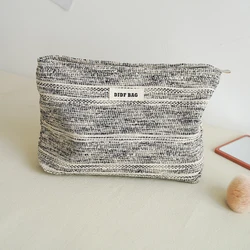 Borsa cosmetica da donna di grande capacità DJDF, linea di schizzi in bianco e nero, Organizer per la cura della pelle in tela, borsa da toilette da viaggio portatile