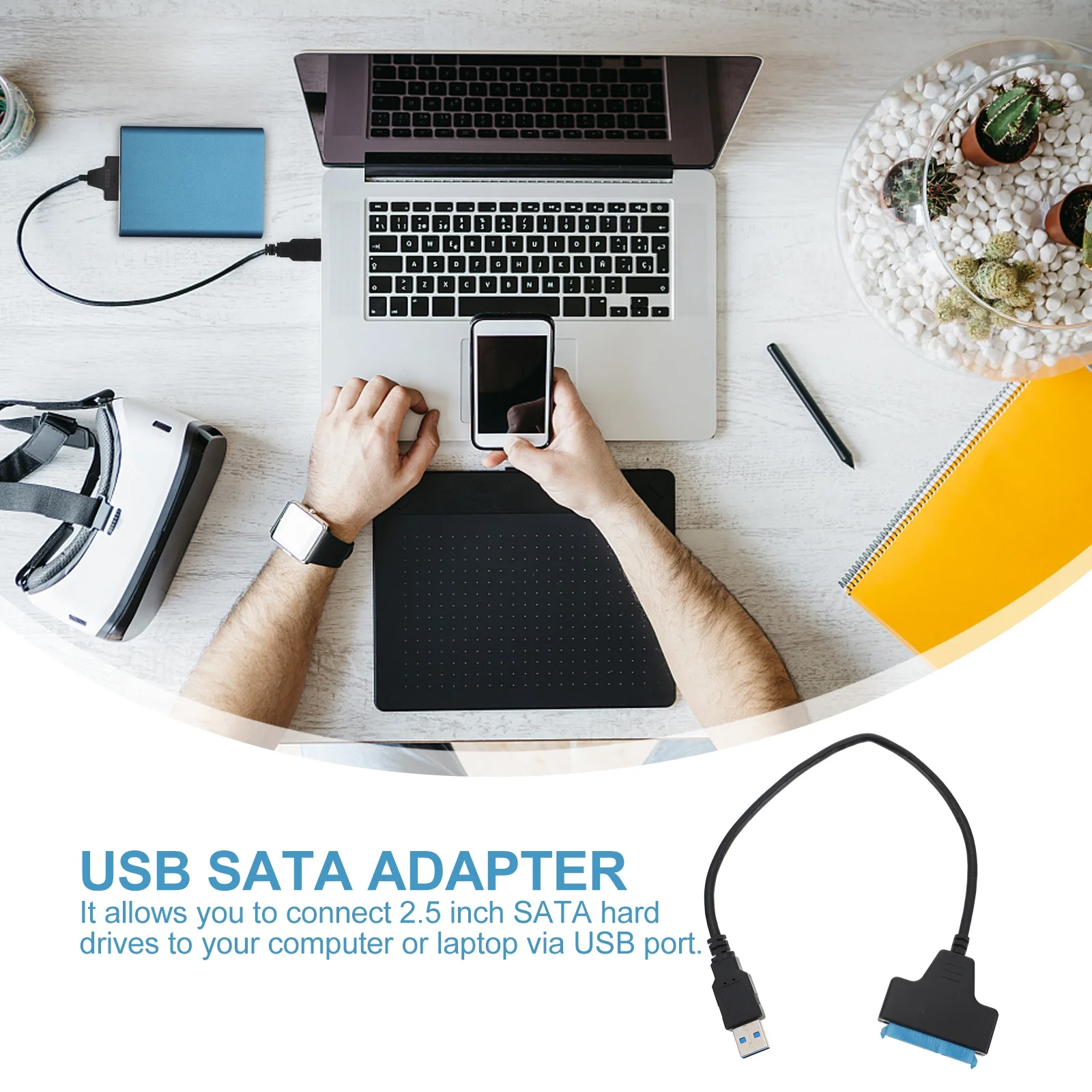 

2.5 Inch USB 3.0 to Adapter 22 Pin External Hard Disk Data Transfer Cable 500Mbps High Speed Support Hot Swap for