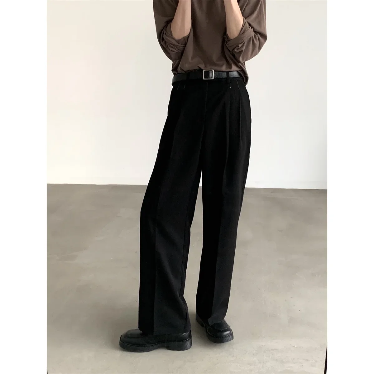 Summer White Pants Men's Drape Trend Loose Trousers High Street Wide Leg Drape Casual Straight Pants