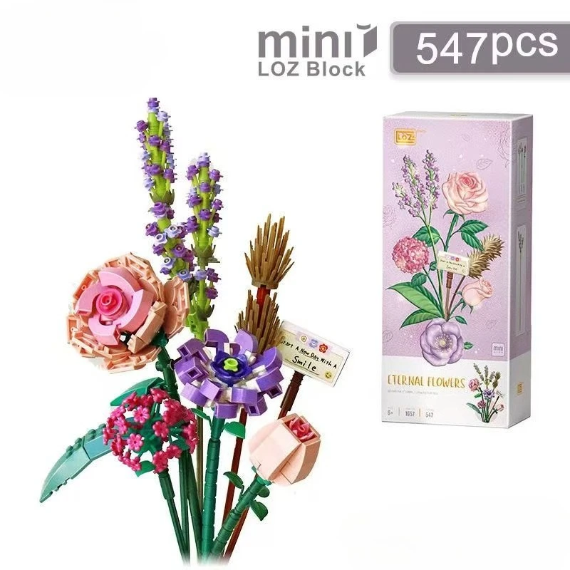 

Technical Ideas Moc Romantic Flowers Bouquet Building Blocks Bricks Home Decoration DIY Toy for Friend Girl Adult Birthday Gift
