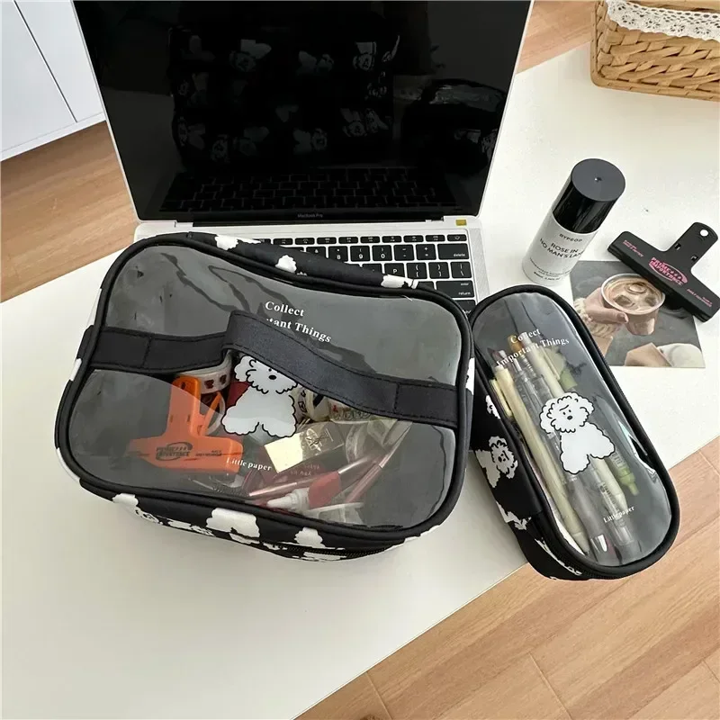 Simpatica borsa per il trucco del cane con grande capacità per l\'archiviazione portatile Organizer da viaggio borsa per la conservazione dei