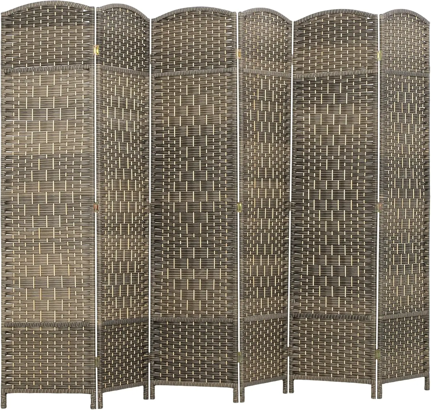 

6 Panel Folding Room Divider, 6' Tall Privacy Screen, Hand-Woven Freestanding Wall Partition for Home Office and Bedroom