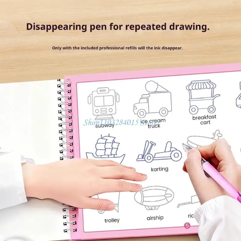 R6FF Grooved Handwriting Practice Pad Notebook Featuring Simple Drawing Templates For Early Childhood Writing Development