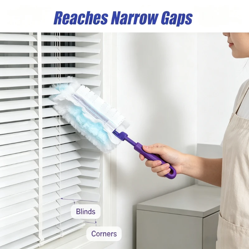 Disposable Static Dusting Cloths with Grip Handle DustRemoval Tool Replacement Sheets for Household Furnishings Window Blinds view 3