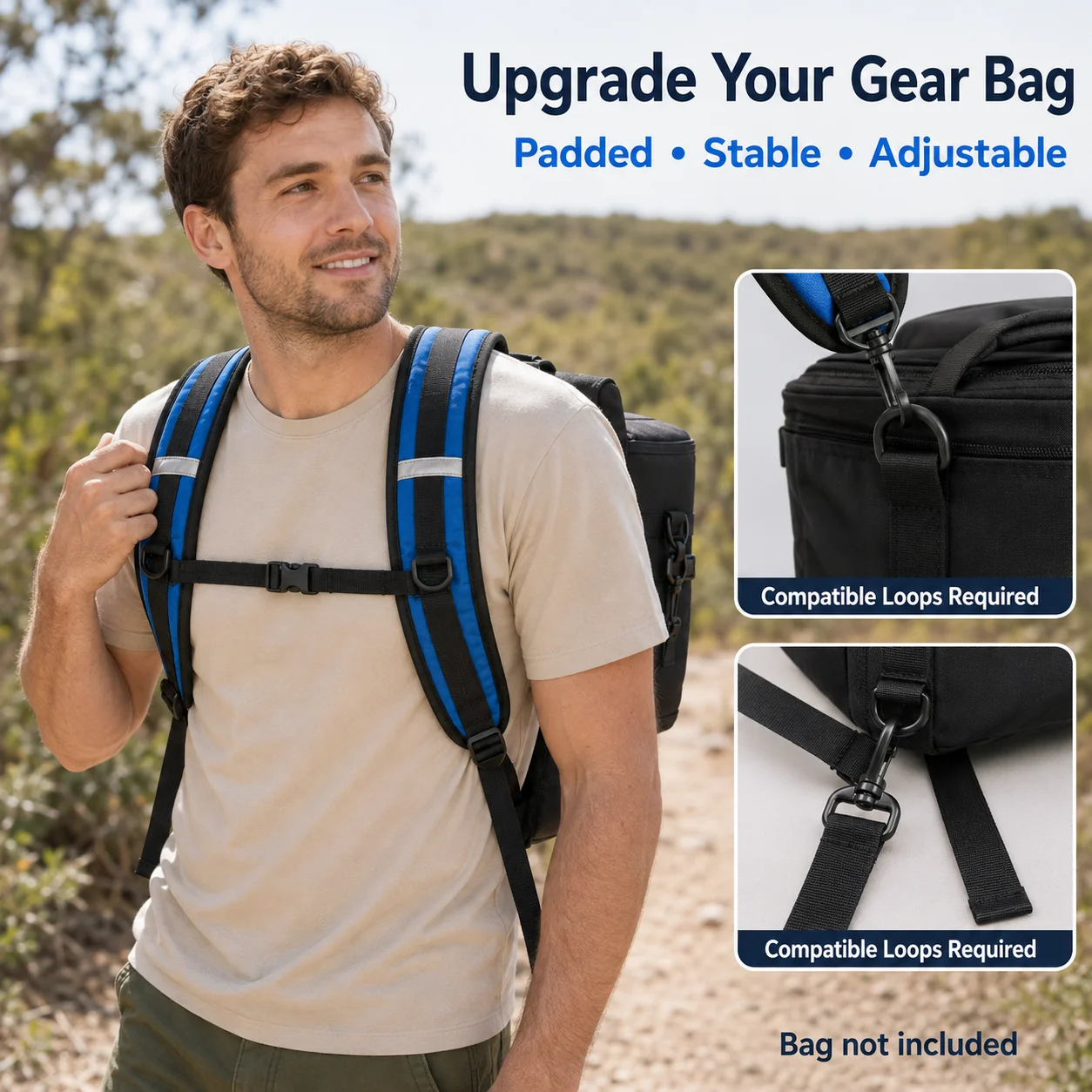 Heavy Tool Bag Carrying Shoulder Straps, Detachable Padded Backpack Harness with Adjustable Chest Strap for Work Gear