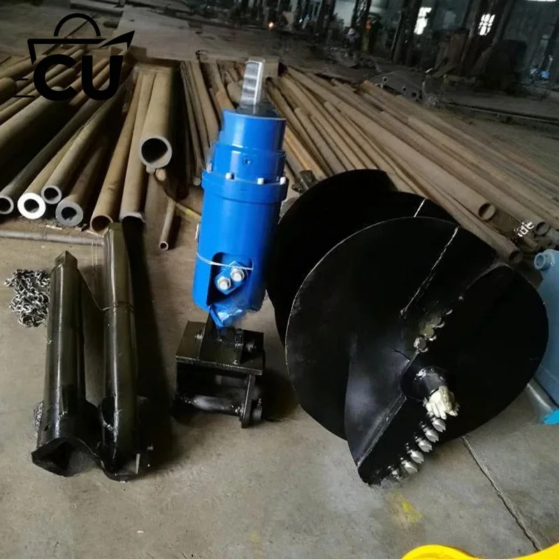 Excavator skid steer backhoe loader hydraulic drilling earth auger drill post hole digger