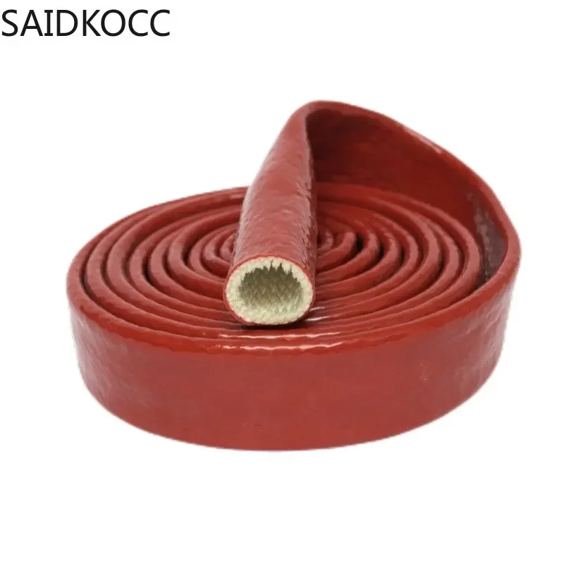 10mm 12mm 15mm Silicone Rubber Insulated Tube Fire Heat Resistant Pipe Heat Insulation Hose Oil Tube Protect Glass Fibre Sleeve