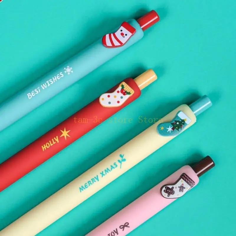 4 ชิ้น/เซ็ตคริสต์มาสชุดปากกา Neutral ปากกาเจลปากกาปากกาลายเซ็นเครื่องเขียนปากกา 0.5 มม.เขียนปากกา Journaling ปากกา D0UA