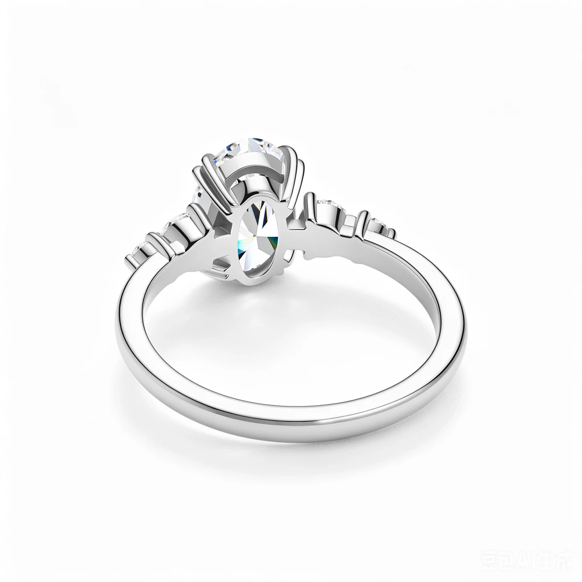 1,5 Karat 925 Sterling Silber Prachtvoller Glänzender Ovaler Moissanit-Ring für Damen, Verlobungs- und Hochzeits-Halb-Ewigkeitsring mit Zertifikat – Detail 9