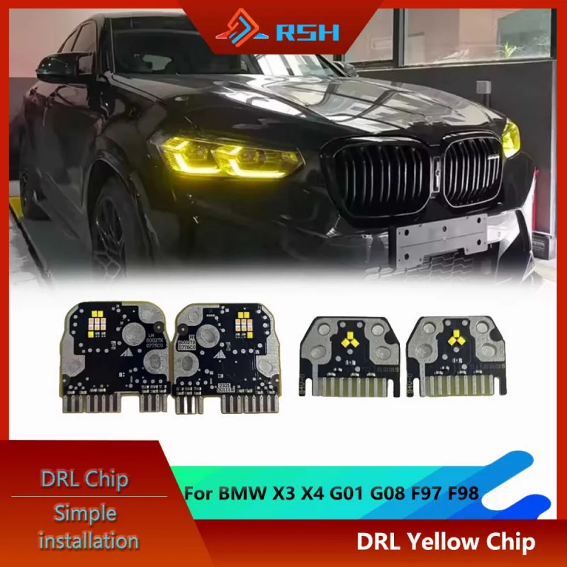 

Car Headlight Lemon Yellow Chip For BMW X3 X4 X34M G01 G08 F97 F98 IX3 2021-2022 Golden Eye Headlights Module Accessories