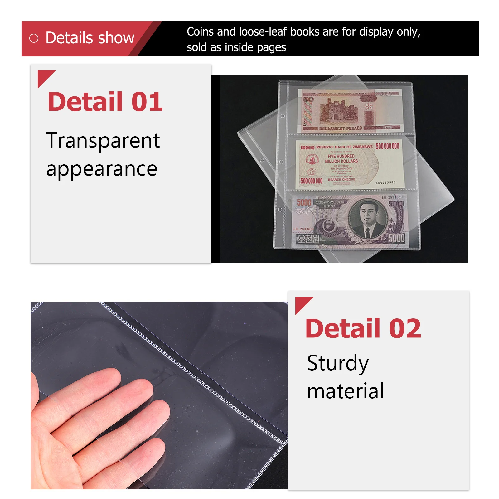 10Pcs Clear Money Holder Album Collection Sleeves for Banknotes Protector Bag Stamp Storage Pockets DIY Craft Projects