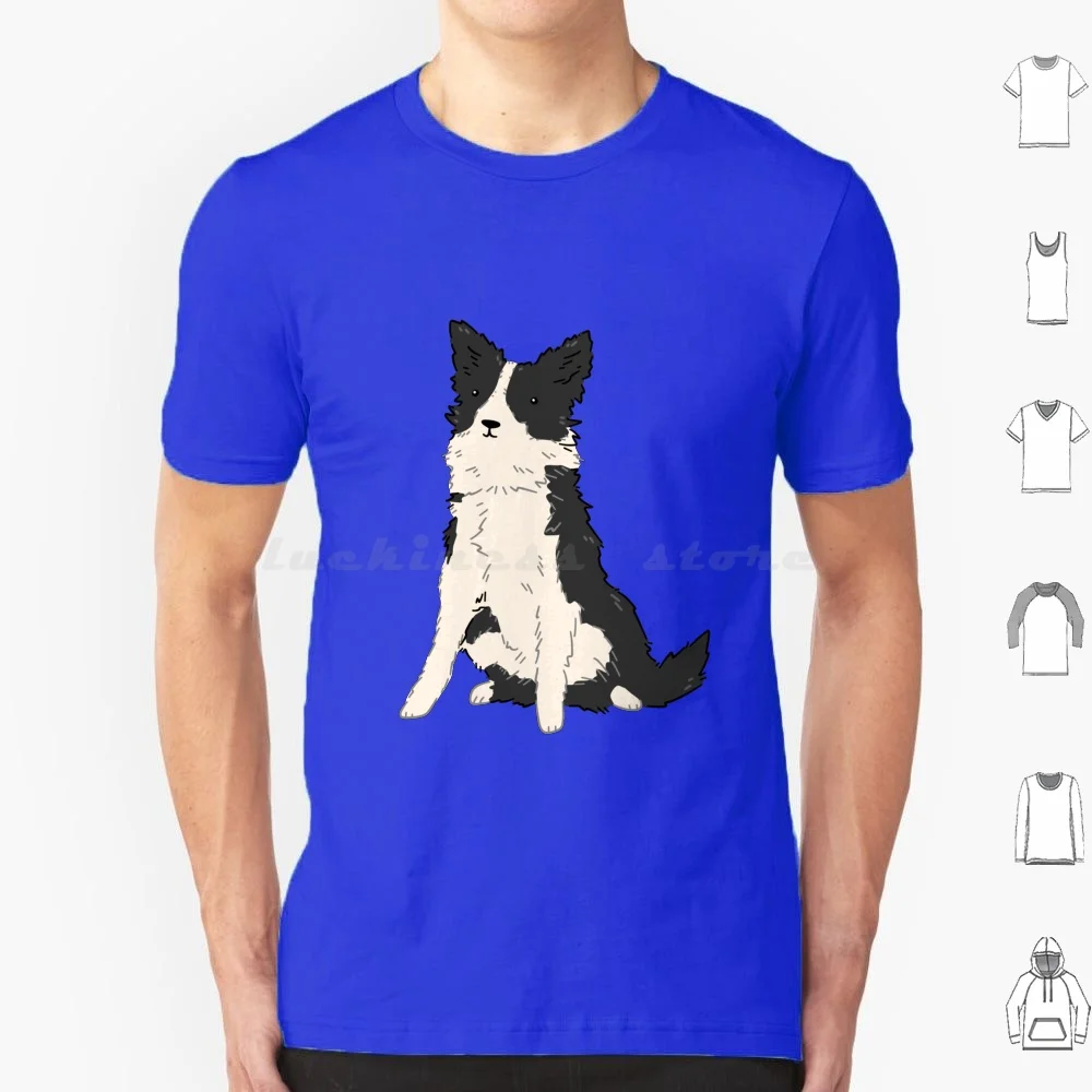 Border Collie T Shirt Cotton Men Women DIY Print Border Collie Border Collies Dog Dogs Pets Animals Black And White Dogs Fluffy