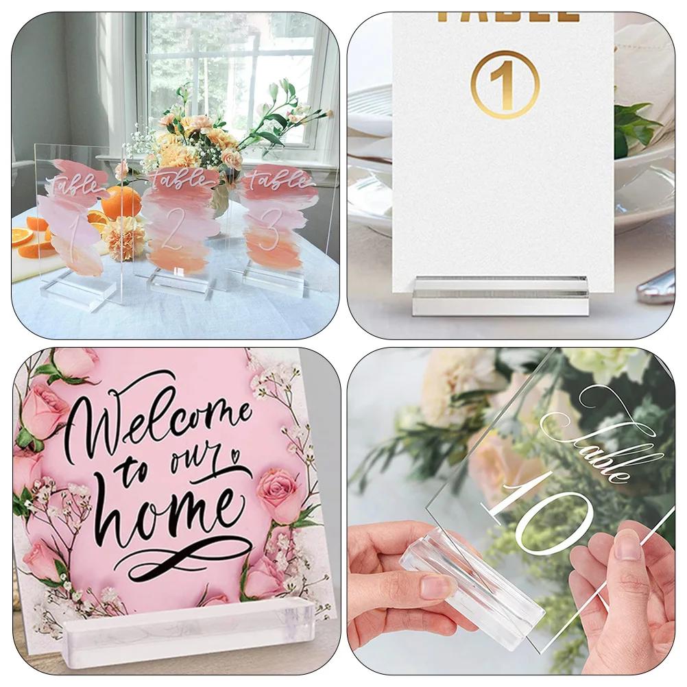 8pcs Clear Acrylic Card Holders Desktop Stands Multipurpose Transparent Sign For Wedding Table Numbers Office Display Reception