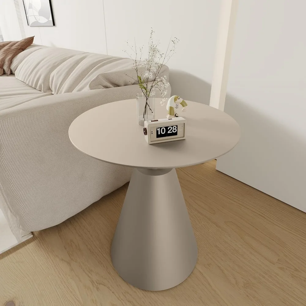 

Round Side Table, Round Pedestal End Table Small Farmhouse Martini Table Aluminum Plant Stand Modern Drink Table for Small S