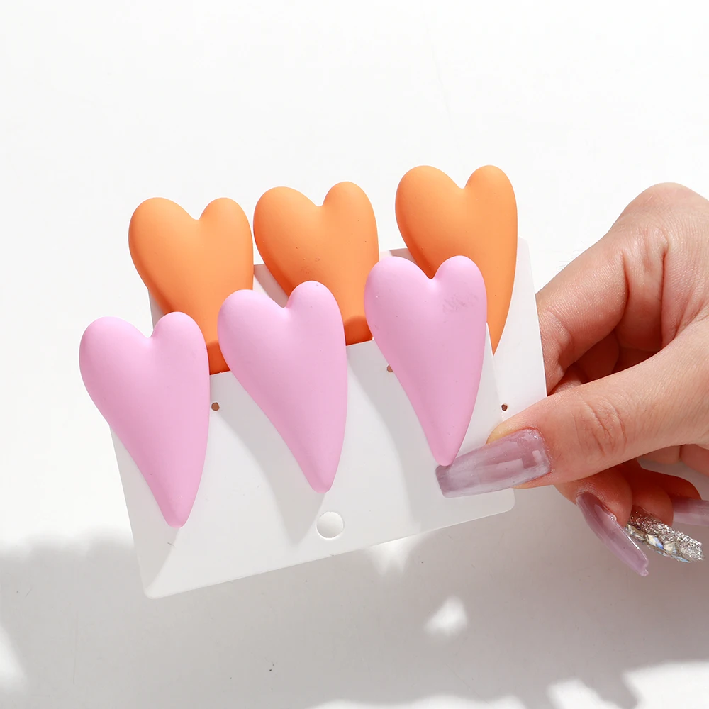 

8pcs Heart Acrylic Barrettes Acetate Hair Clips Headdress for Women Cute Macaron Color Hairpins Girls Fashion Accessories Gift