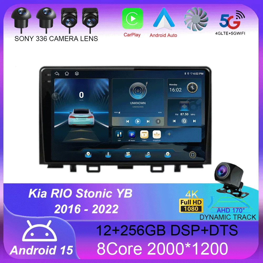 

Android 15 Carplay Auto Car Radio GPS Multimedia Video Player Stereo BT For Kia RIO Stonic YB 2016 2017 2018 2019 2020 2021 2022