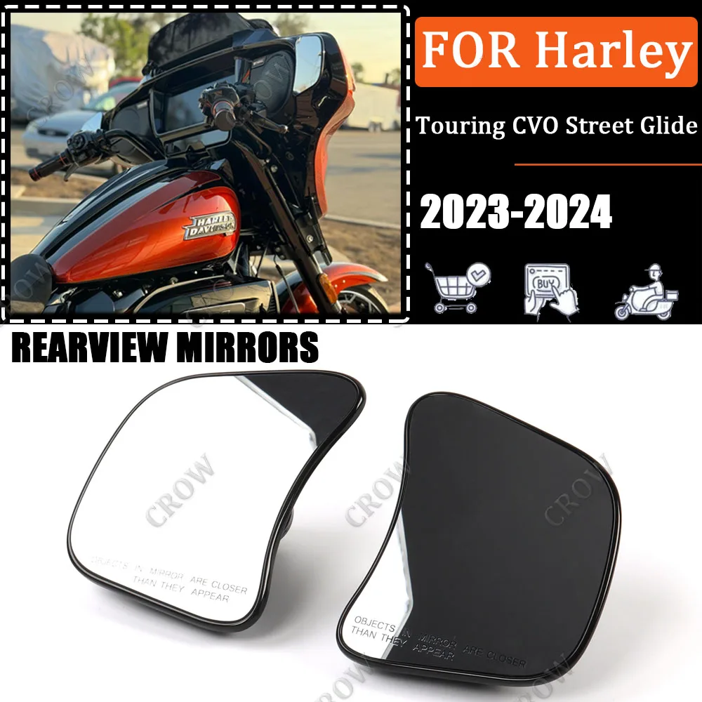 

Motorcycle Accessories Rearview Mirrors Left/Right Glass Rearview Mirror For Harley Touring CVO Street Glide 2023 2024