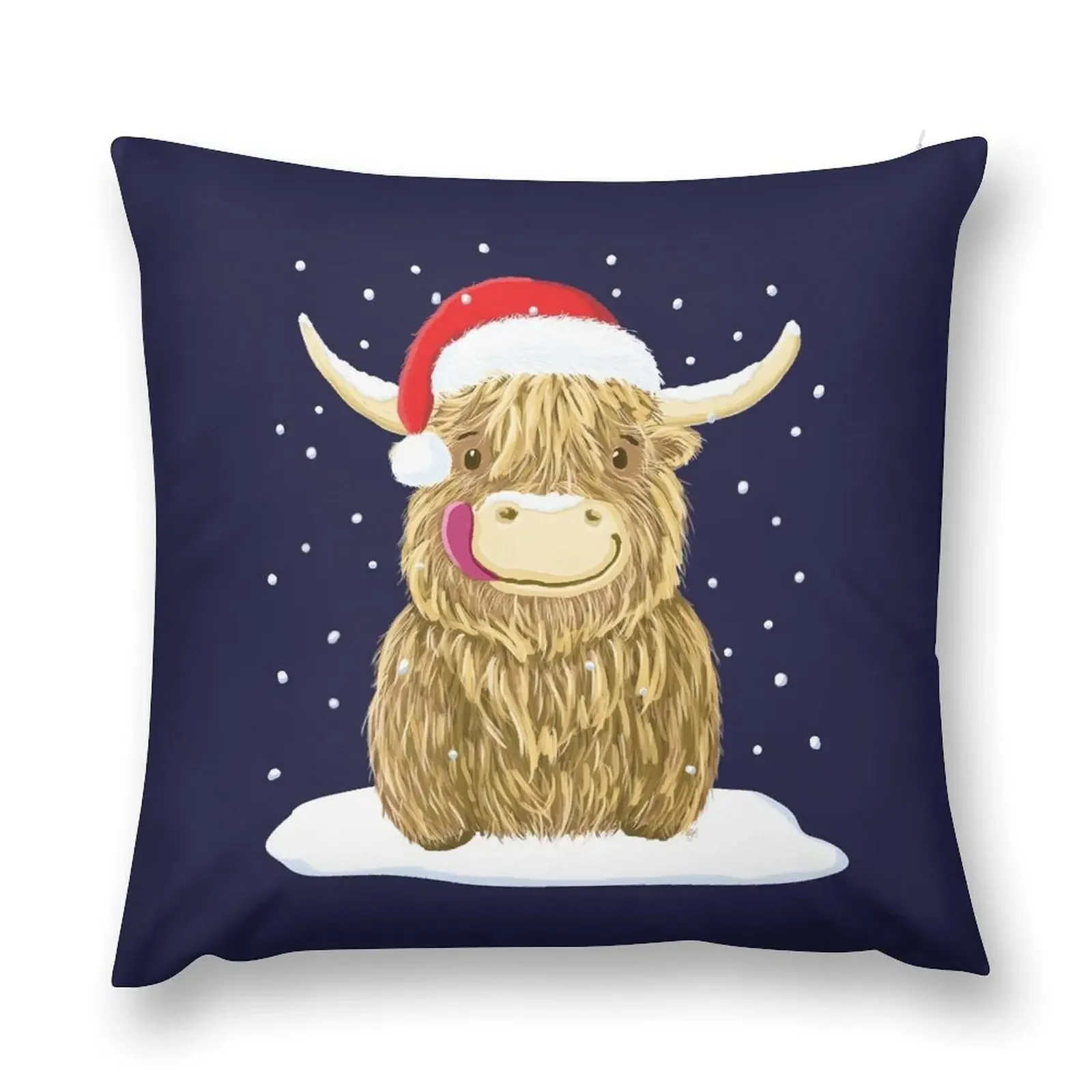 Scottish Highland Cow In The Christmas Snow Throw Pillow Sofa Cushion Cushions Cover pillow