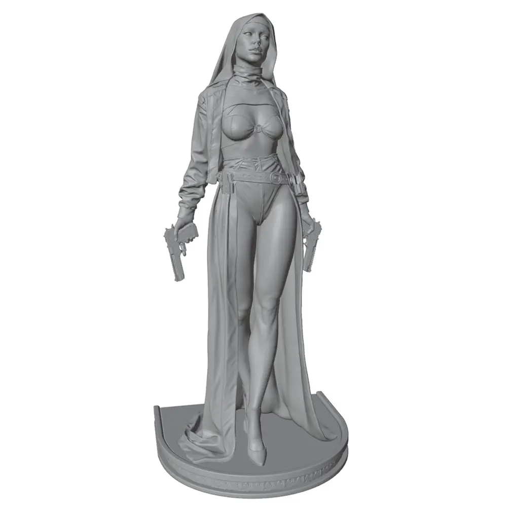Figura resina monja pistolas dobles para pintar coleccionable - imagen 5