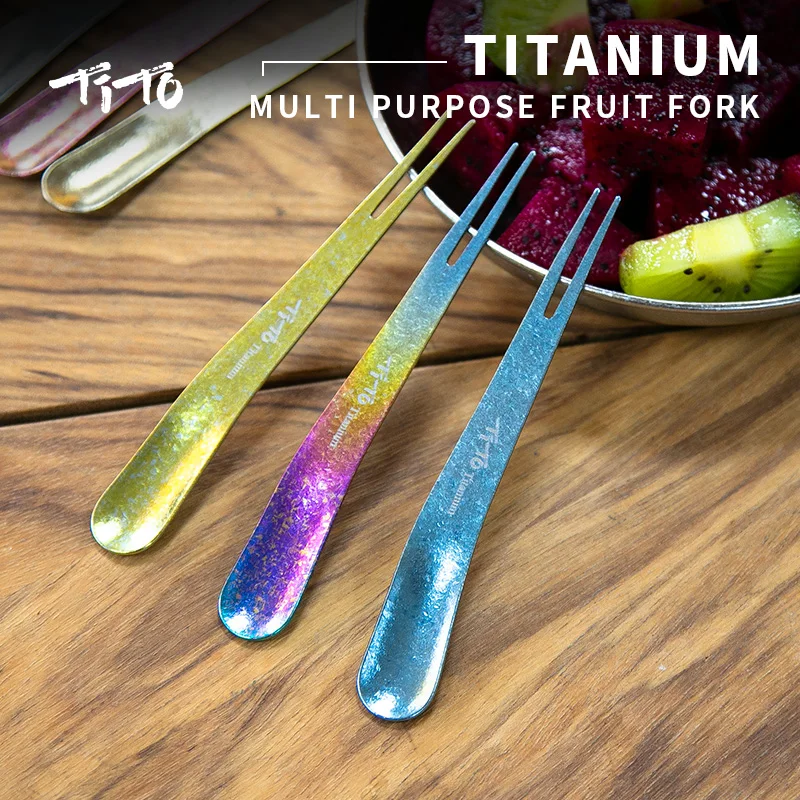 

TiTo pure titanium fruit fork Fruit fork non-disposable pure titanium household children's cake dessert fork