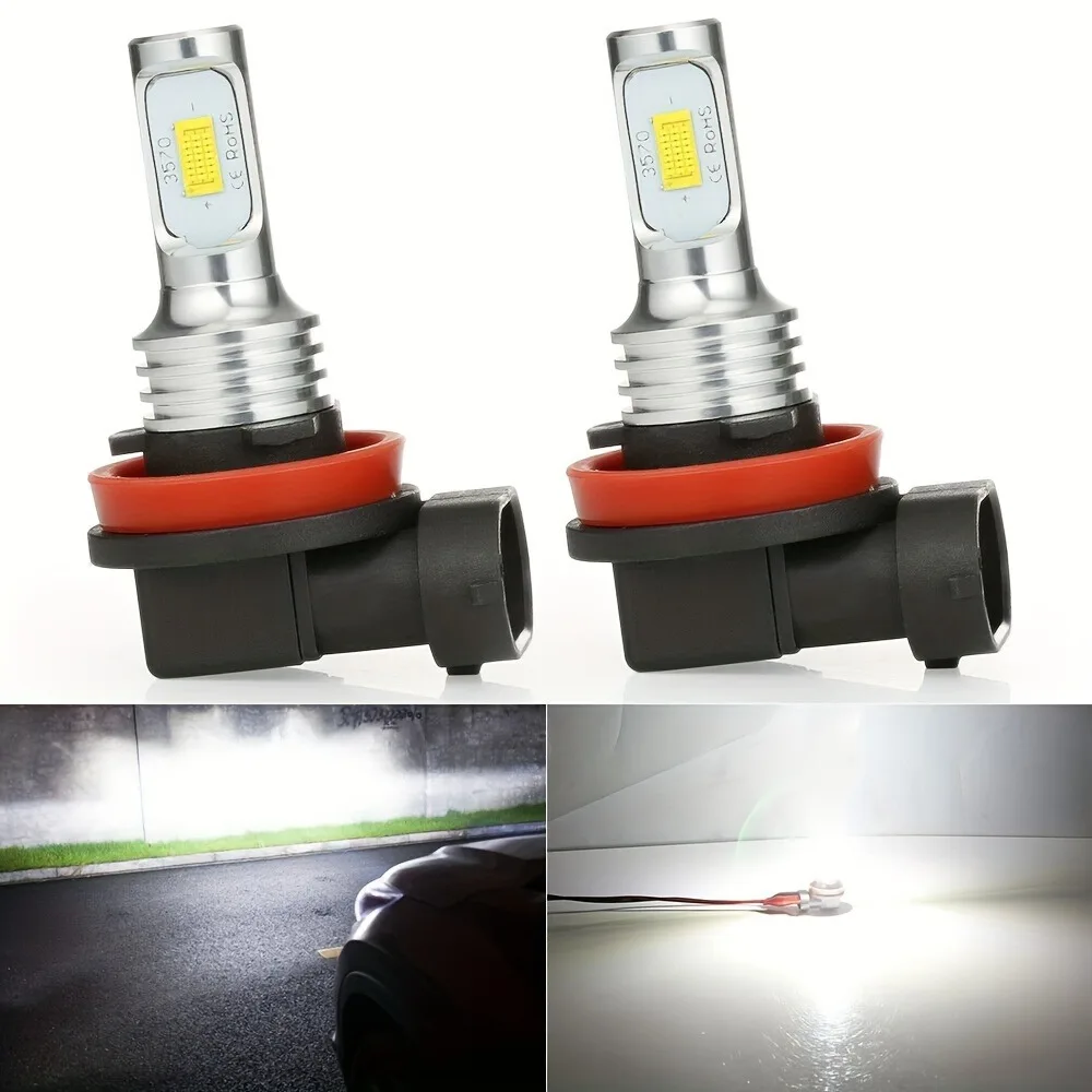 

2pcs H11 H8 H9 LED Fog Driving Bulbs DRL 6000K White, LED Headlight Bulbs Lamps with 3570 CSP Chip, Mini for Perfect Beam