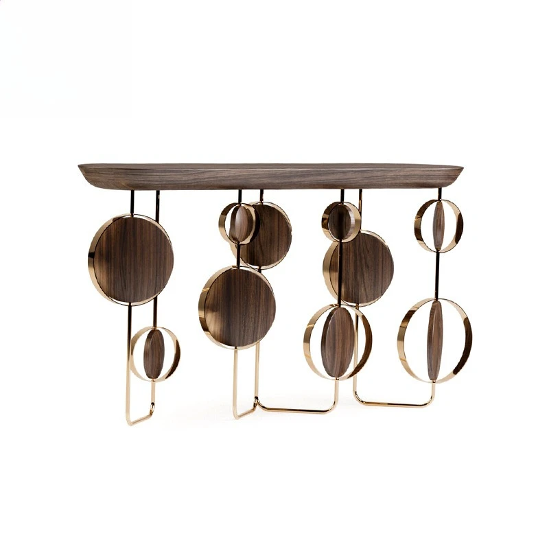 

Artistic design solid wood porch table villa living room creative decoration metal porch table