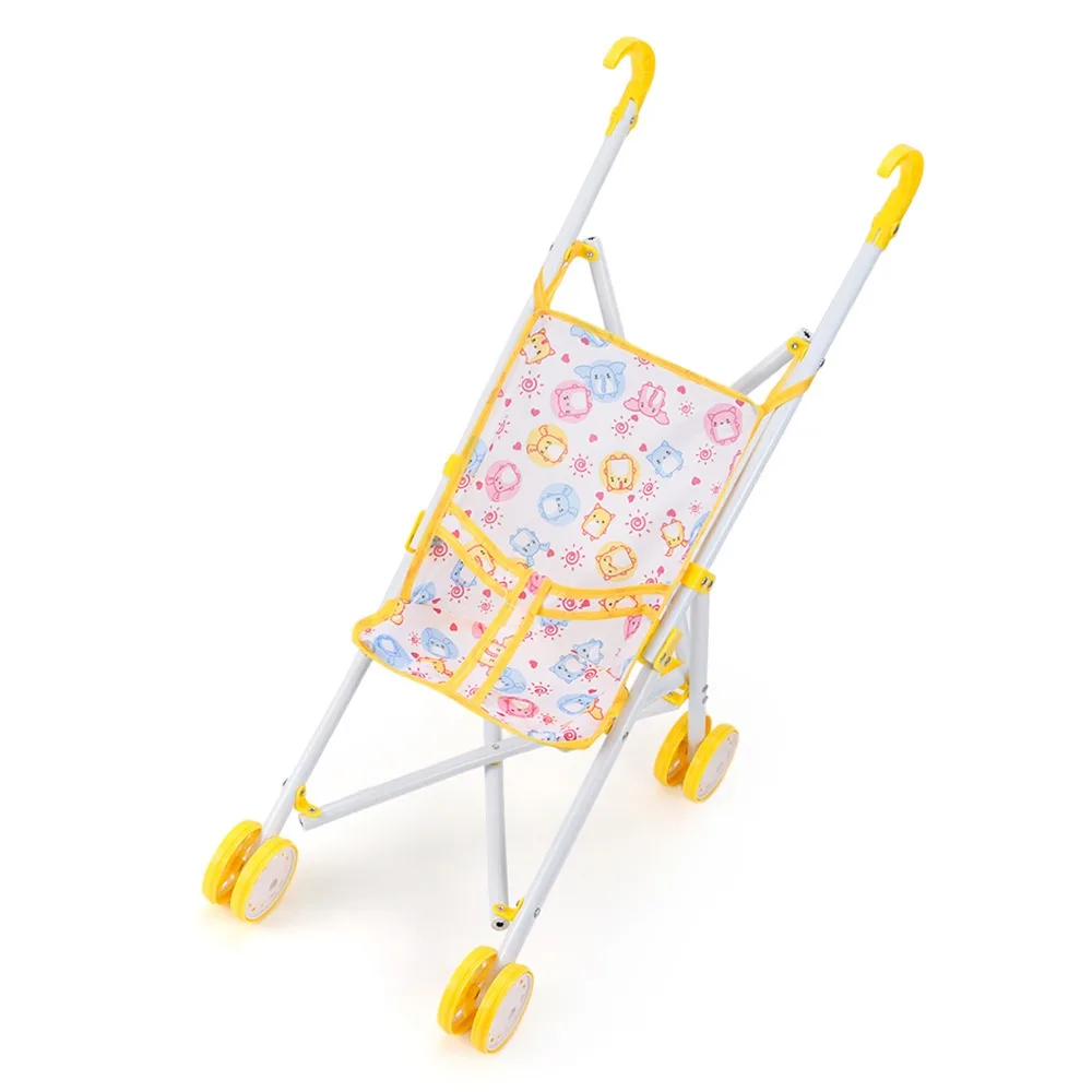 Colorful Iron Dolls Pram Stable Large Capacity Doll Handcart Lightweight Foldable Baby Walker for Boys Girls