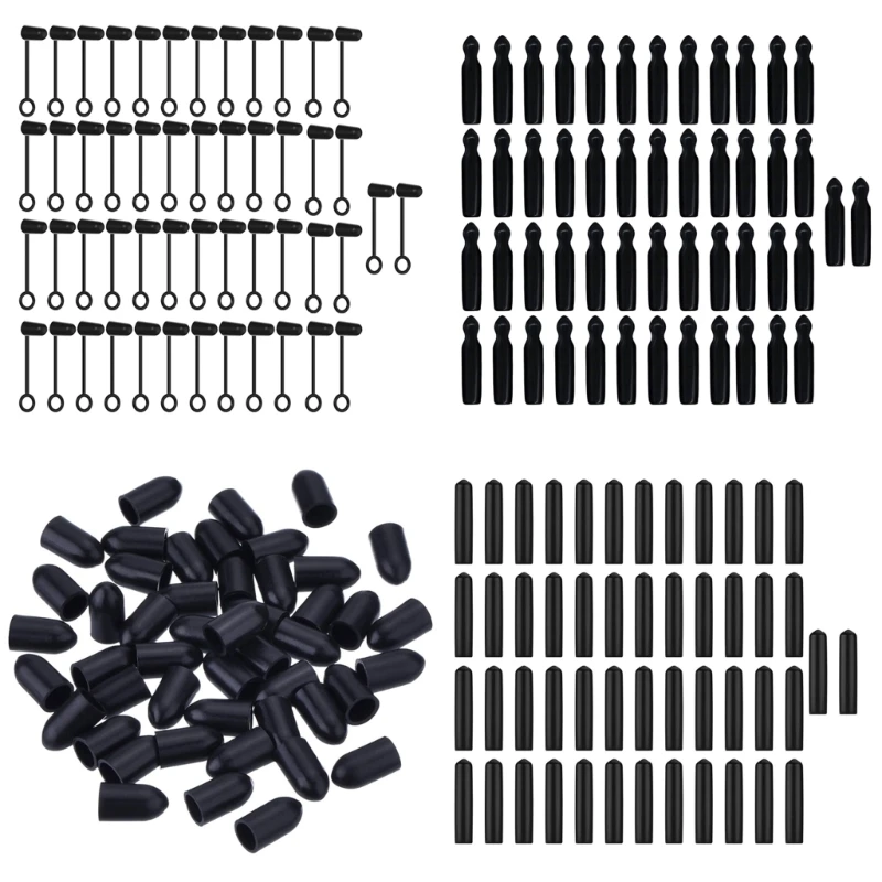 50 Pieces Black Pour Spout Caps Beverage Dispenser Caps Bar Pour Spout Caps Liquor Pourer Cover PVC Material for Bar 203C