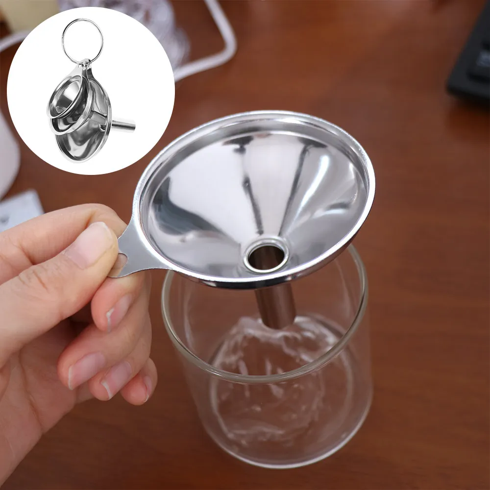 3/5Pcs Stainless Steel Kitchen Funnels Set 3 Sizes Mini Liquid Funnel Set Mini Ring Detachable Multipurpose Funnel