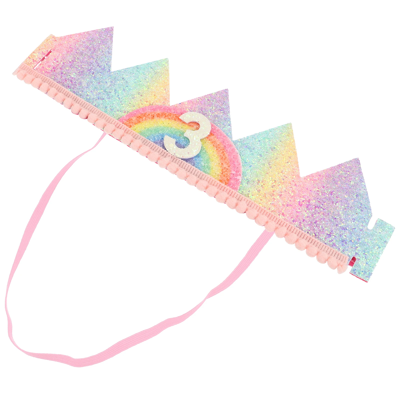 

Rainbow Crown Fabric Kids Birthday Hat Toddler Headband Baby Princess Party Headdress Lightweight Photo Prop