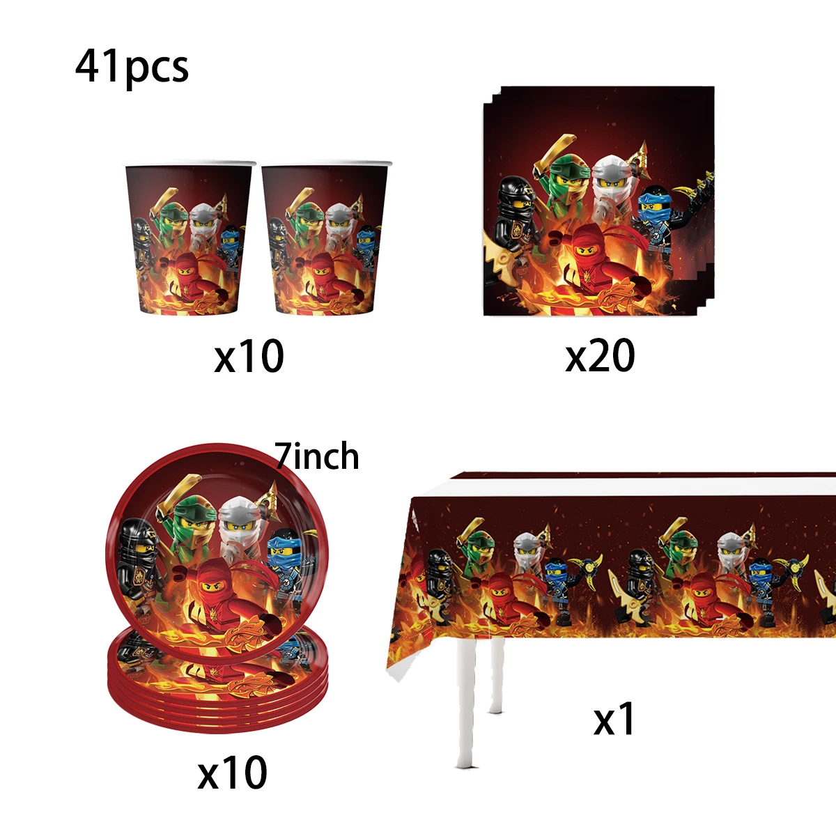 Ninjago Party Dekorationen Teller Becher Geschirr Tortendekoration Servietten Geschenke Geburtstagsparty-Zubehör Hochzeitszubehör Belohnungen Preise – Detail 13