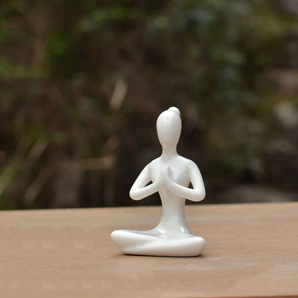 

4Pcs Home Decorative Yoga Statues Abstract Ceramic Sculpture Set Elegant Desktop Ornament for Office Cafe Bar House Decor