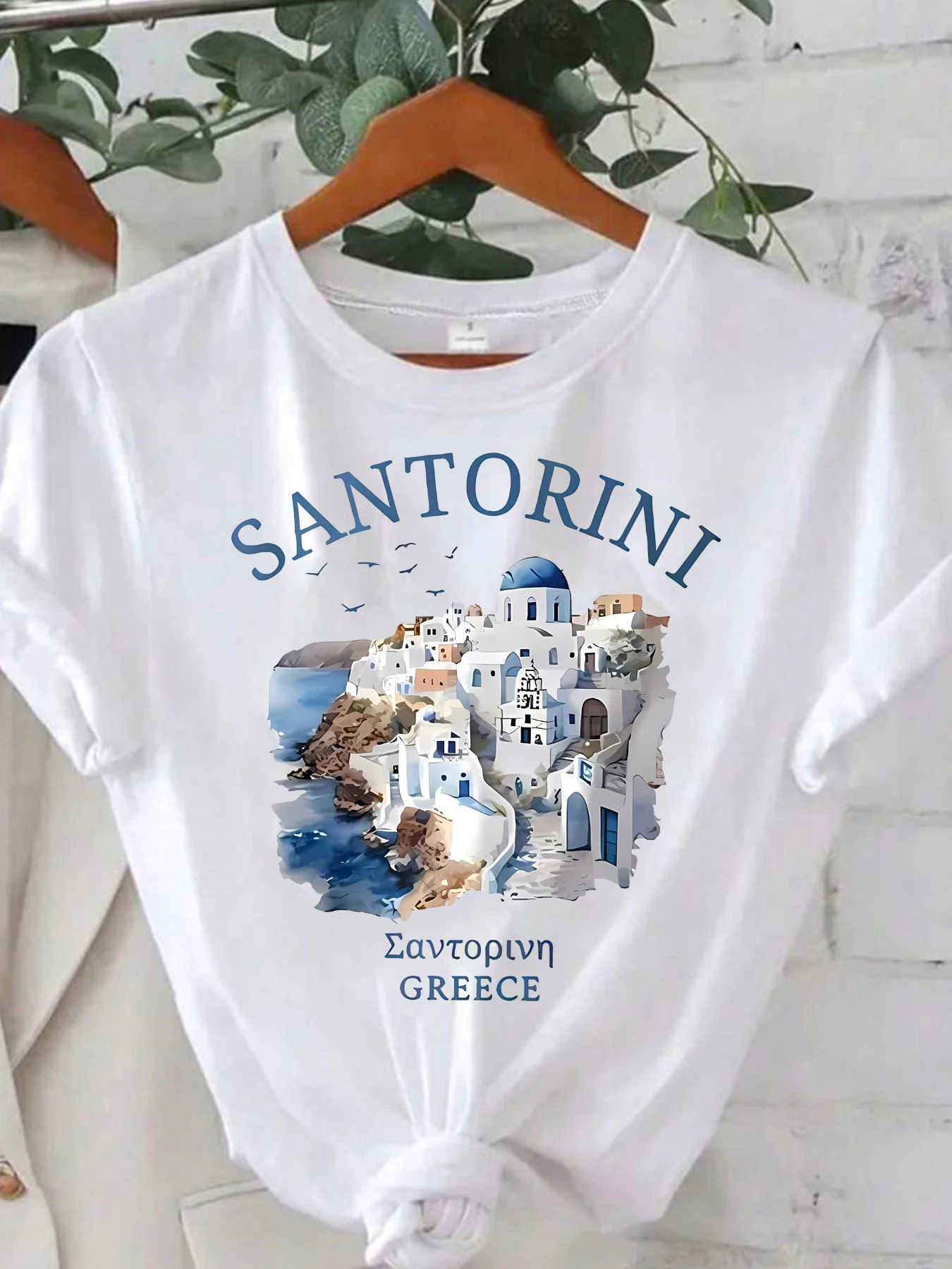 

Blue English letters round neck plus size women T-shirt short sleeve trend printing elastic half sleeve T-shirt