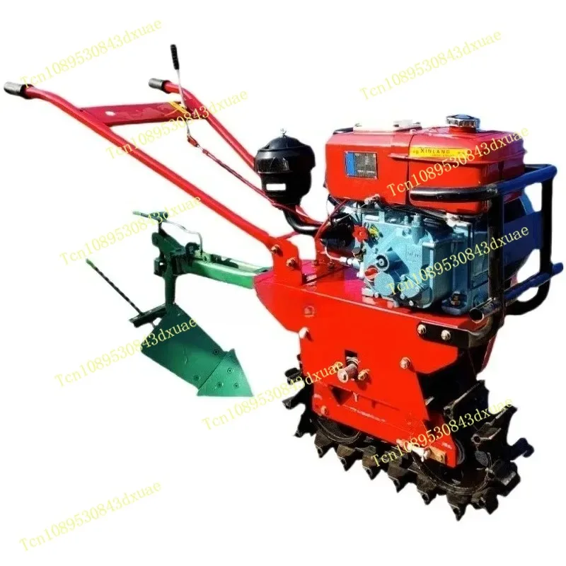 Crawler Type Micro Tiller Agricultural Multifunctional Water and Dry Dual-purpose Ditching and Soil Turning Plowing Machine