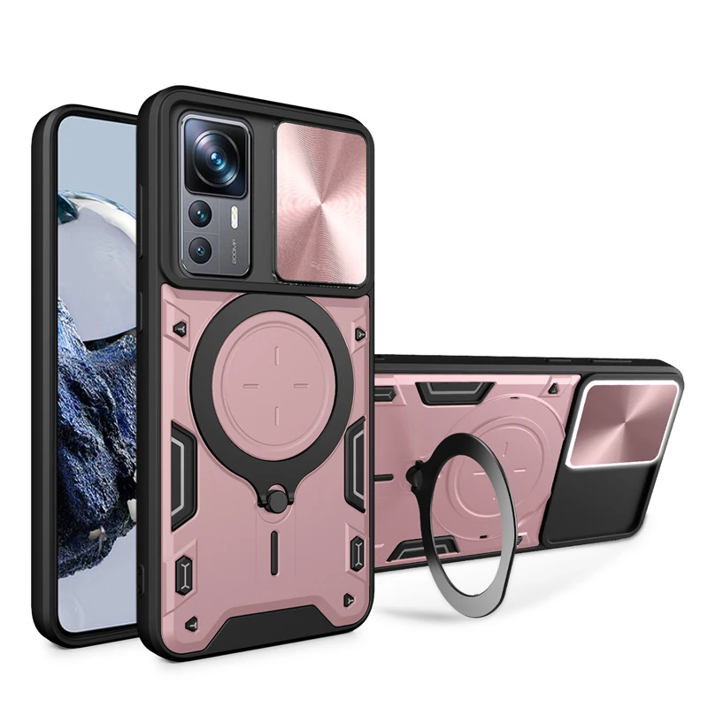 ل Xiaomi 12T برو حالة المغناطيسي حلقة حامل غطاء الهاتف Xiami Mi 12 T T12 Mi12T 12TPro 5G الشريحة كاميرا حماية الغطاء الخلفي