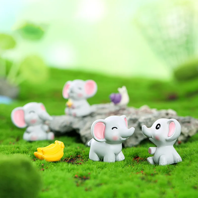 Rabbit Figure Animal Figurine Fairy Garden Miniatures Elephant Terrarium Ornament Craft Squirre Kids Gift Mini Pet House Decor