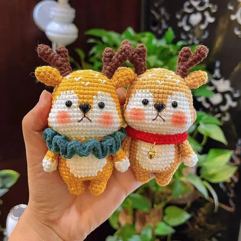 

Crochet Kit Beginners Mini Creative Crochet DIY Mushroom Dog Penguin Keychai Knitting Key Holder Crochet Dolls Material Pack