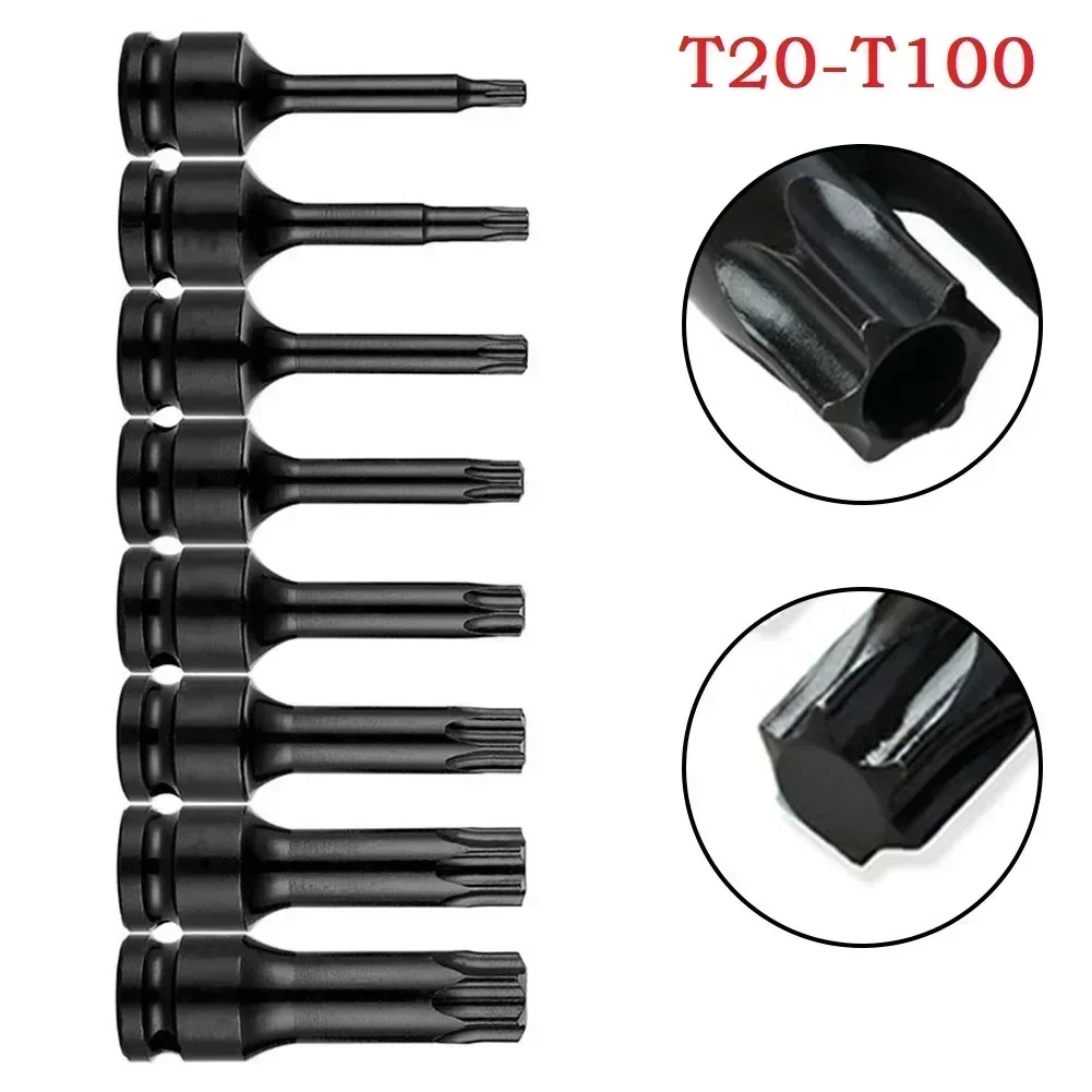 Imagem -02 - Brocas de Chave de Fenda Torx Adaptador de Soquete de Unidade de Impacto de Polegadas T20 T25 T27 T30 T35 T40 T45 T50 T55 T60 T70 T80 T100