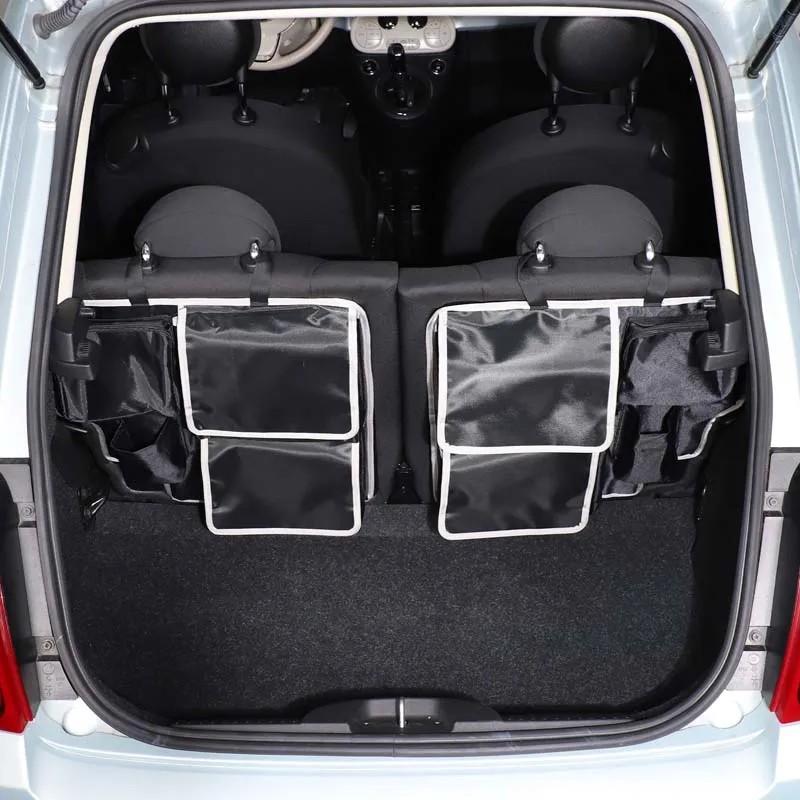 

For Fiat 500 2016-2026 Polyester Black Car Rear Seat Back Shoe Storage Organizer Bag Set Car Accessories